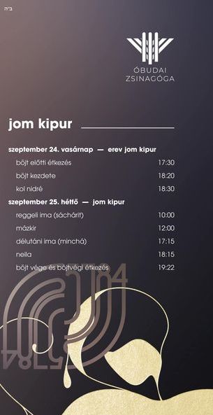 Erev Jom Kipur 2023.09.24 vasárnap imaidők, böjt előtti étkezés, ide kattintva olvashatsz róla